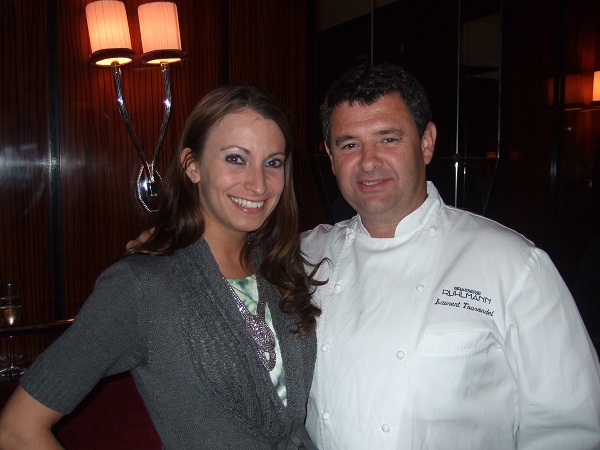 Kristen Colapinto and Chef Laurent Tourendel at Brasserie in New York City