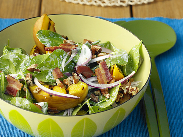 Spinach Salad with Grilled Peaches