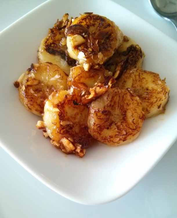 Pan Seared Banana with Honey and Salted Caramel Almonds-20140227_141133