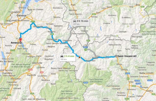 saint vincent italy to annecy france