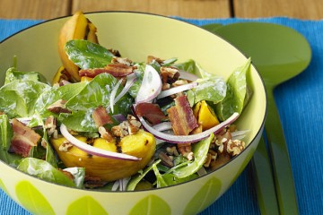 Spinach Salad with Grilled Peaches