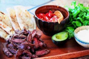 Skirt Steak Tacos with Roasted Tomato Salsa