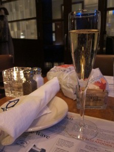 Glass of Champagne from Legal Seafood in White Plains, NY