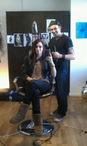 Kristen Colapinto having her hair done by Steven Dillon