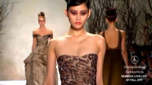 Monique Lhuillier Fall 2011 leopard print, trumpet dress