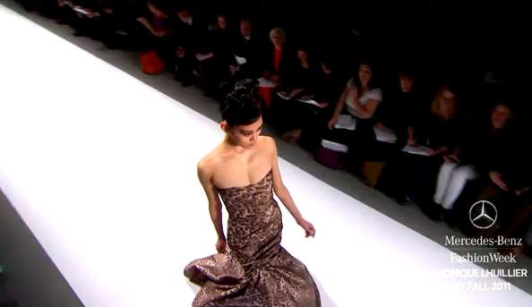 Monique Lhuillier Fall 2011 leopard print, trumpet dress